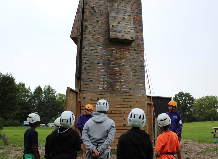 Children at Climbing Wall At Cold Creek